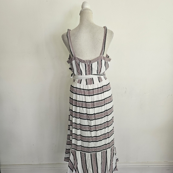 Loft Striped Ruffle Faux Wrap Dress - Picture 5 of 9